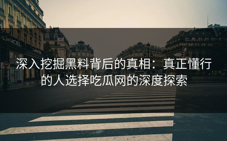 深入挖掘黑料背后的真相：真正懂行的人选择吃瓜网的深度探索