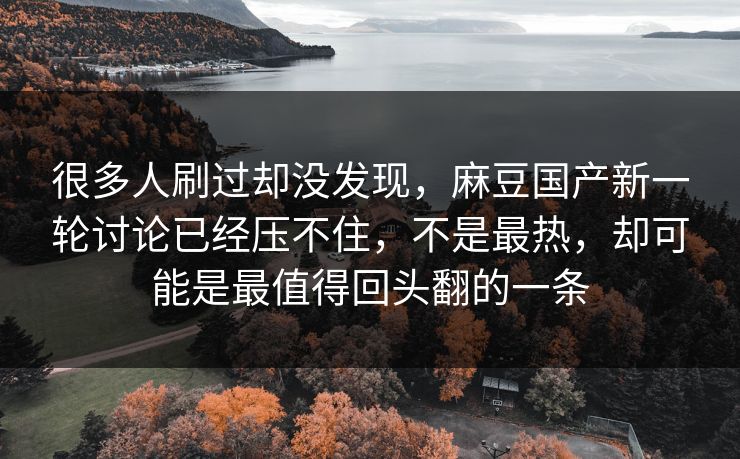 很多人刷过却没发现，麻豆国产新一轮讨论已经压不住，不是最热，却可能是最值得回头翻的一条