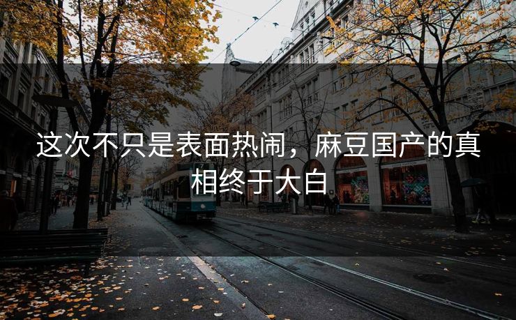 这次不只是表面热闹，麻豆国产的真相终于大白