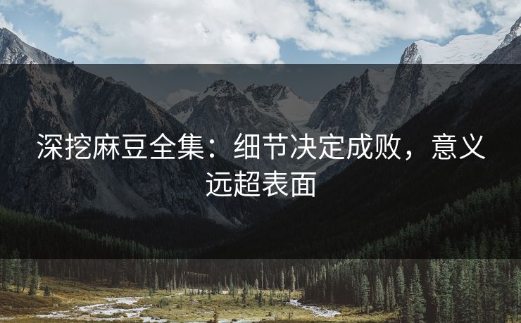 深挖麻豆全集：细节决定成败，意义远超表面