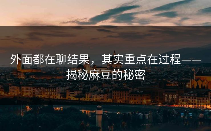 外面都在聊结果，其实重点在过程——揭秘麻豆的秘密