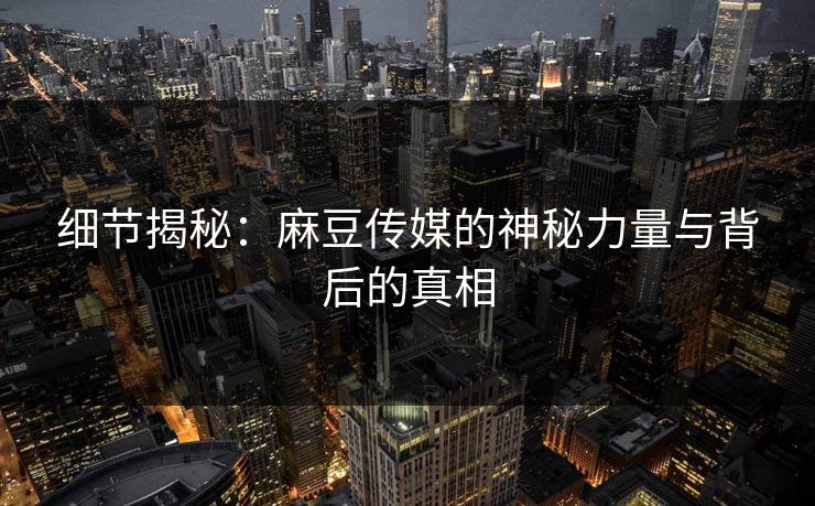 细节揭秘：麻豆传媒的神秘力量与背后的真相